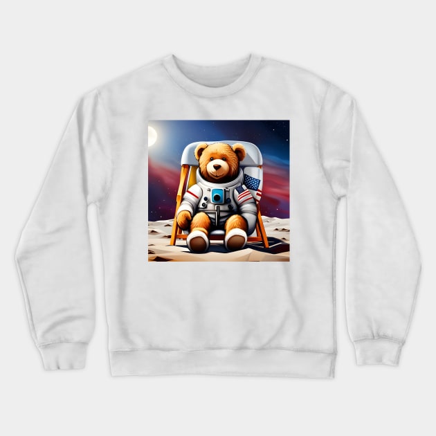 Teddy in a Space suit on the Moon Crewneck Sweatshirt by Colin-Bentham